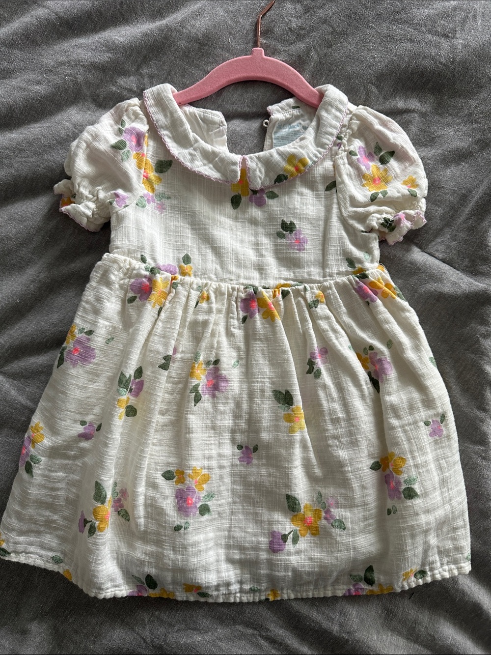 Cat & Jack White Floral Dress with Pink & Yellow Blooms